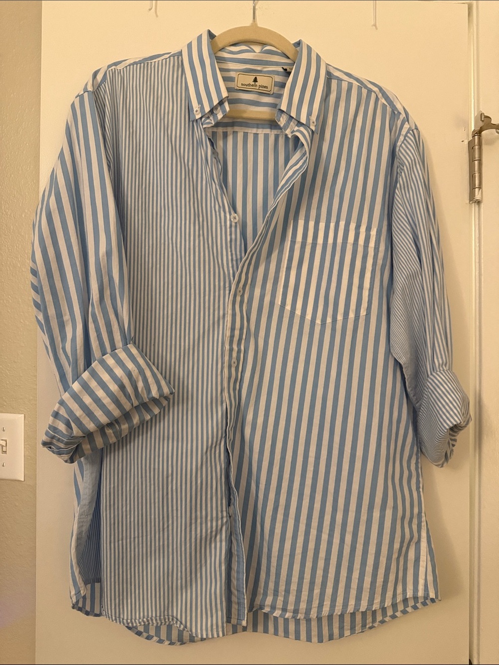 Striped Blue and White Button-Down Shirt